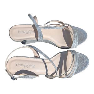 Benjamin Walk Touch Ups Women's Lena Wedge Dress Shoes Size 11 Silver Sparkle
